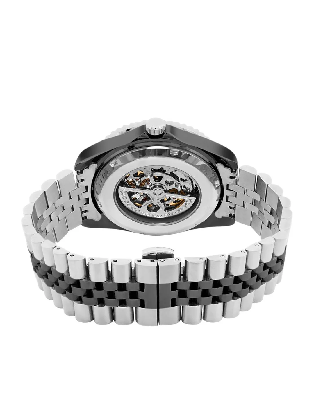French Connection Men Skeleton Dial & Stainless Steel Bracelet Style Straps Analogue Automatic Motion Watch - Image 5
