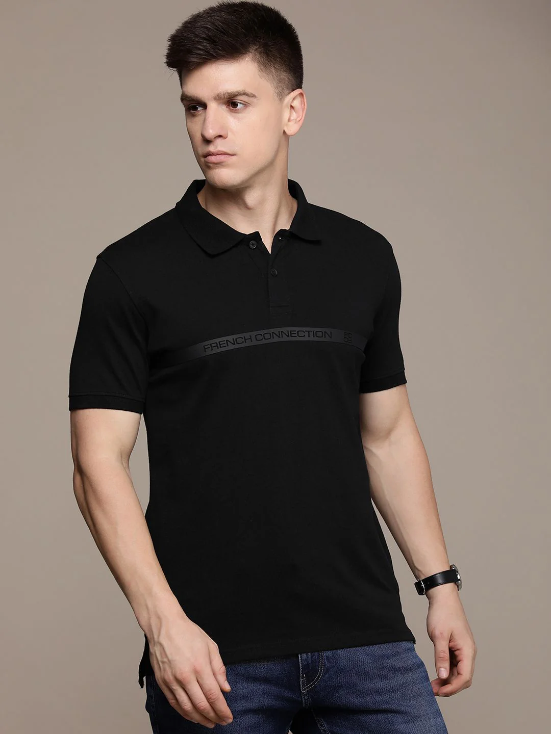 French Connection Polo Collar Pure Cotton T-shirt - Image 3