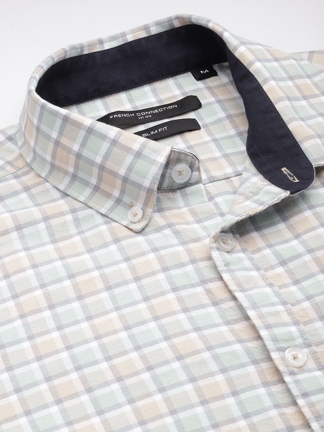 French Connection Pure Cotton Slim Fit Checked Casual Shirt - Image 2