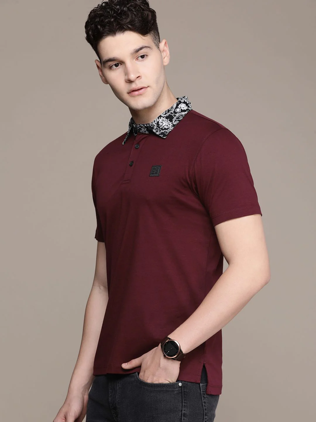 French Connection Solid Polo Collar Pure Cotton T-shirt - Image 5