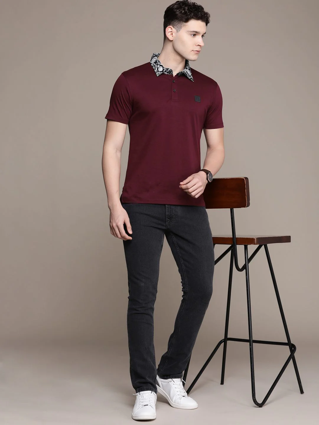 French Connection Solid Polo Collar Pure Cotton T-shirt - Image 6