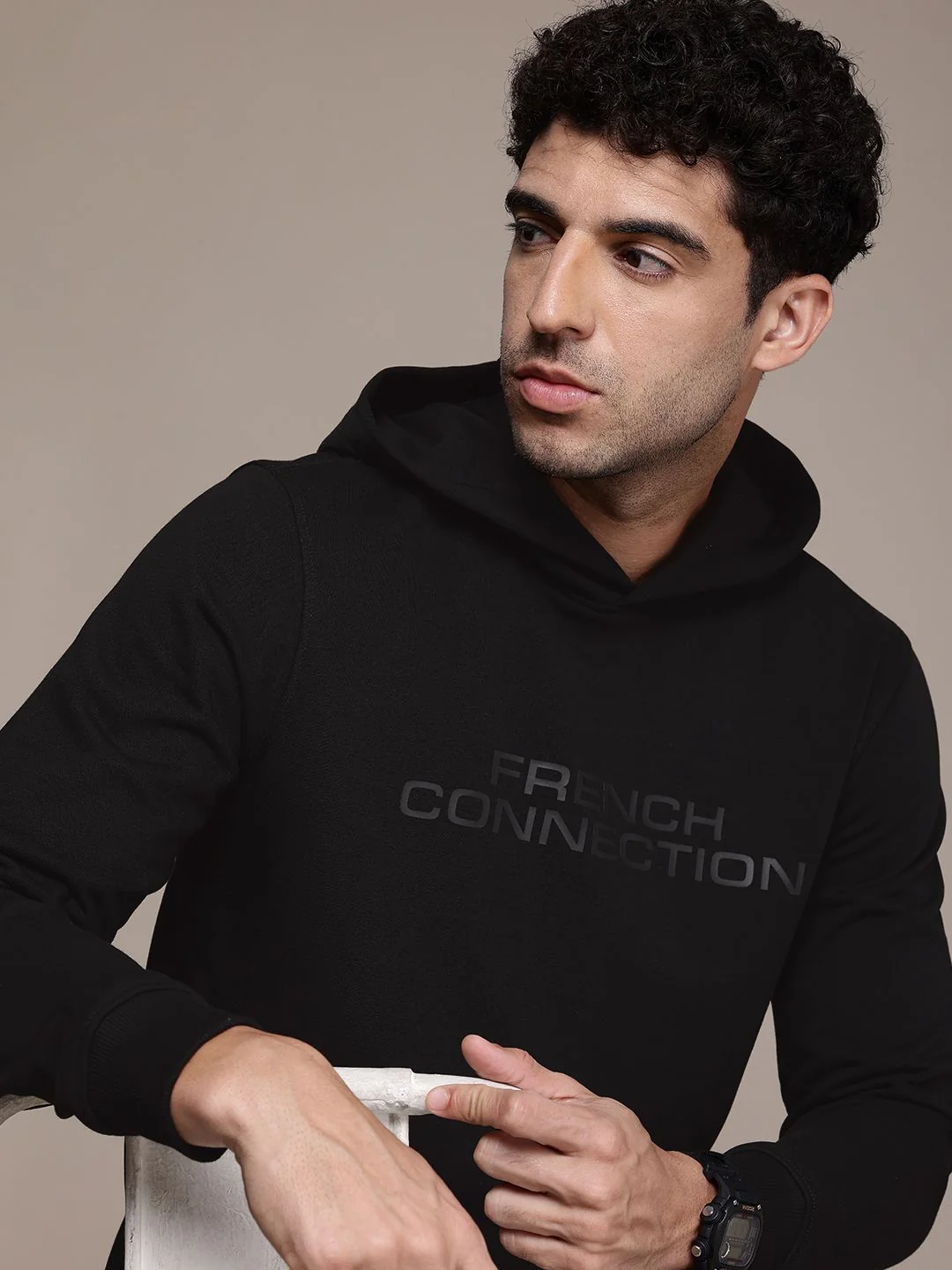 French Connection Typography Printed Hooded Sweatshirt