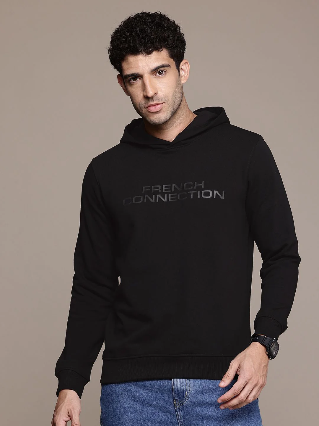 French Connection Typography Printed Hooded Sweatshirt - Image 3