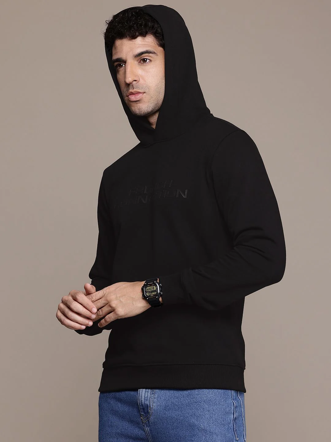French Connection Typography Printed Hooded Sweatshirt - Image 5