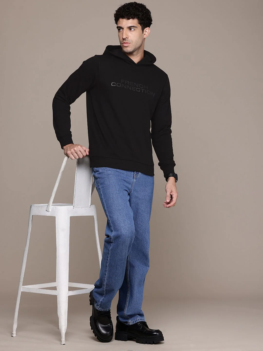 French Connection Typography Printed Hooded Sweatshirt - Image 6