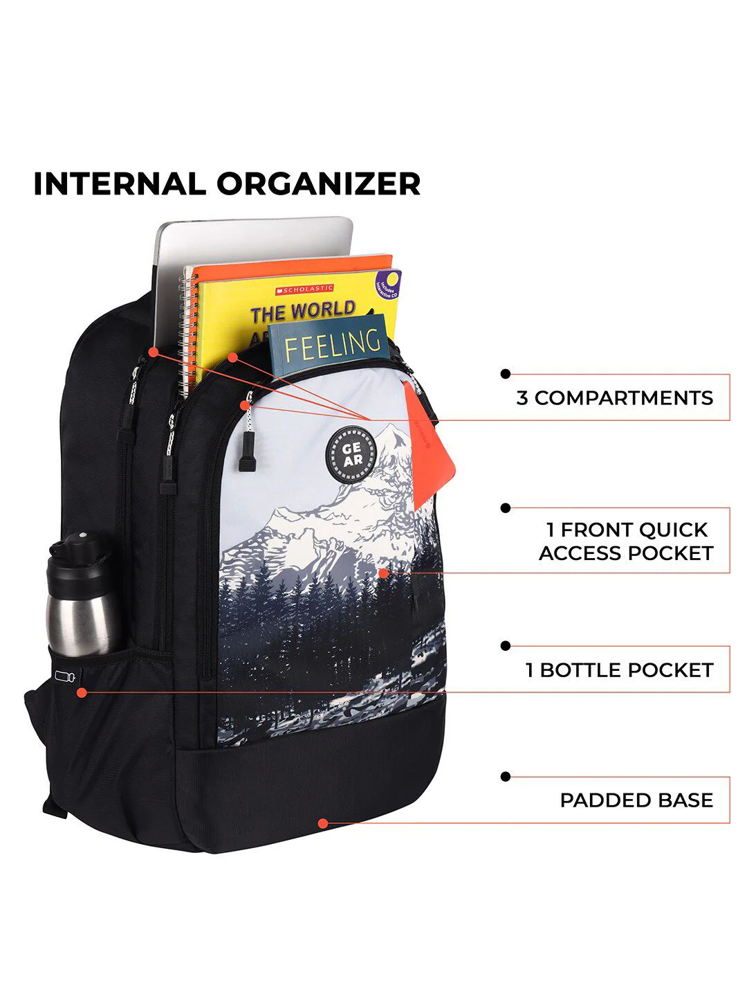 Gear Boys Graphic Printed Backpack - Image 5