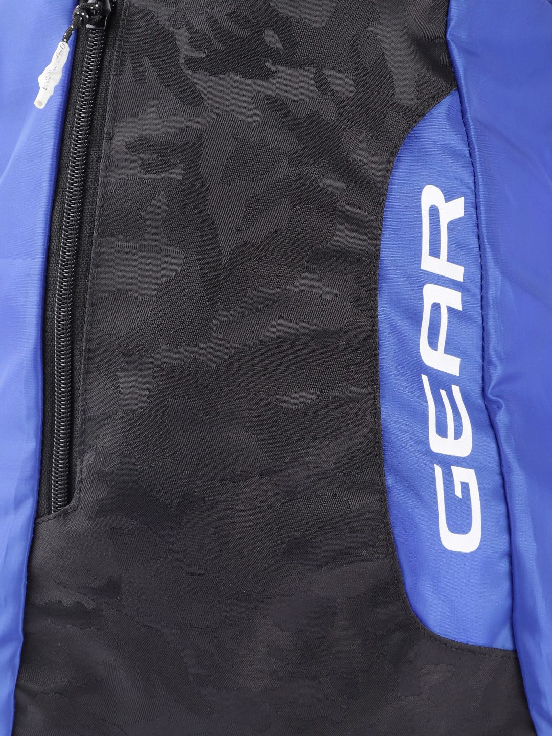Gear Unisex Blue & Black Colourblocked Brand Logo Print Backpack - Image 4