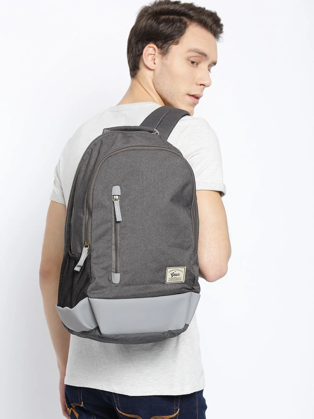 Gear Unisex Charcoal Grey Solid Backpack - Image 6
