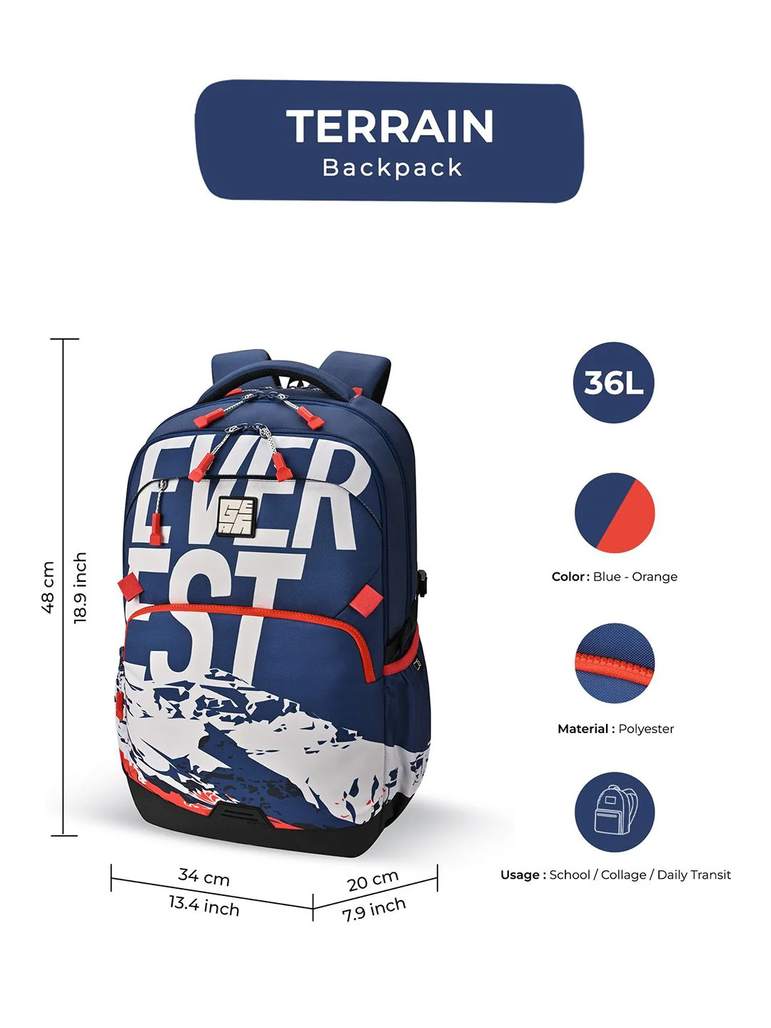 Gear Unisex Typography Backpack - Image 7