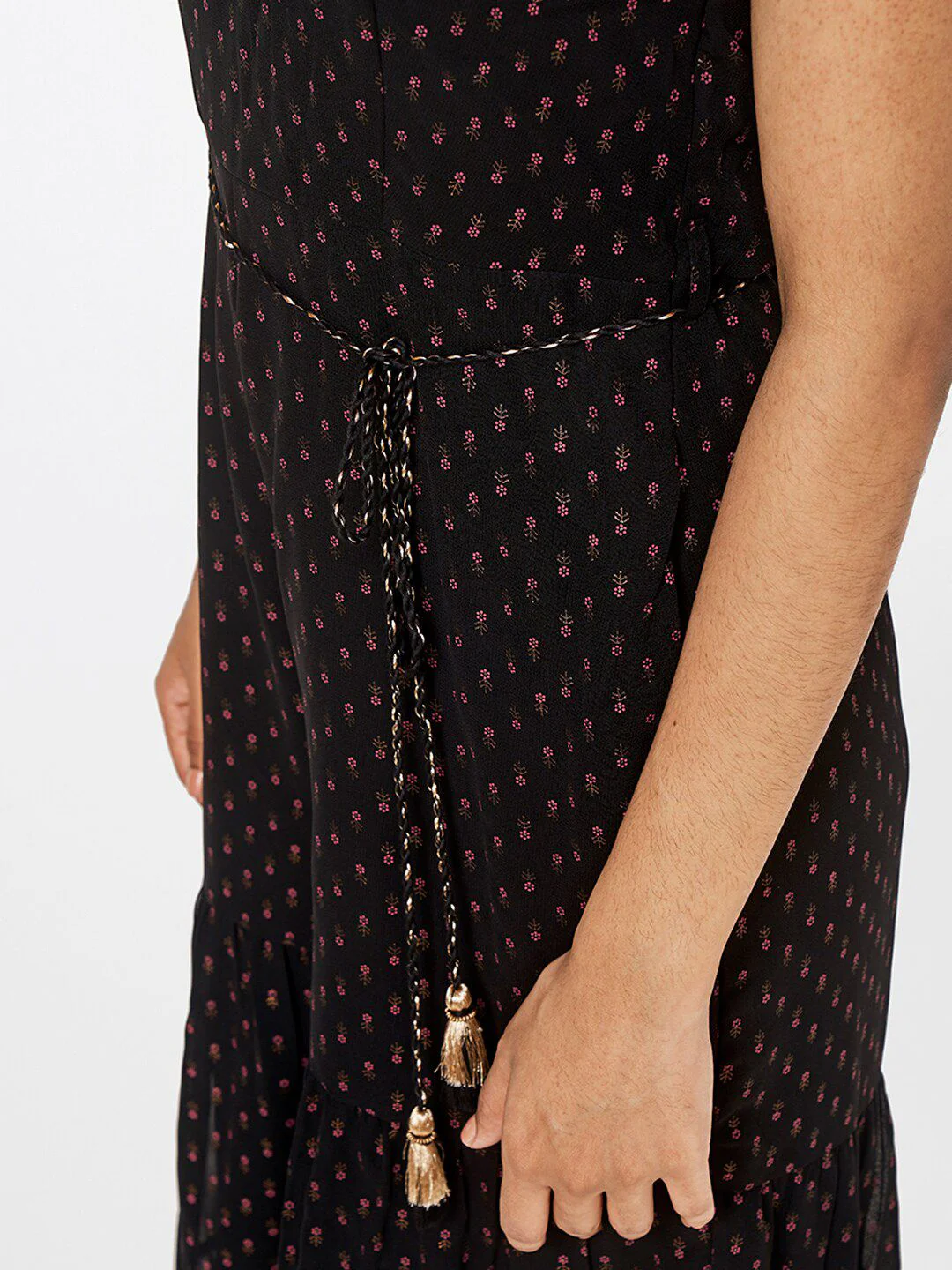 Global Desi Black & Pink Off-Shoulder Printed Jumpsuit - Image 2