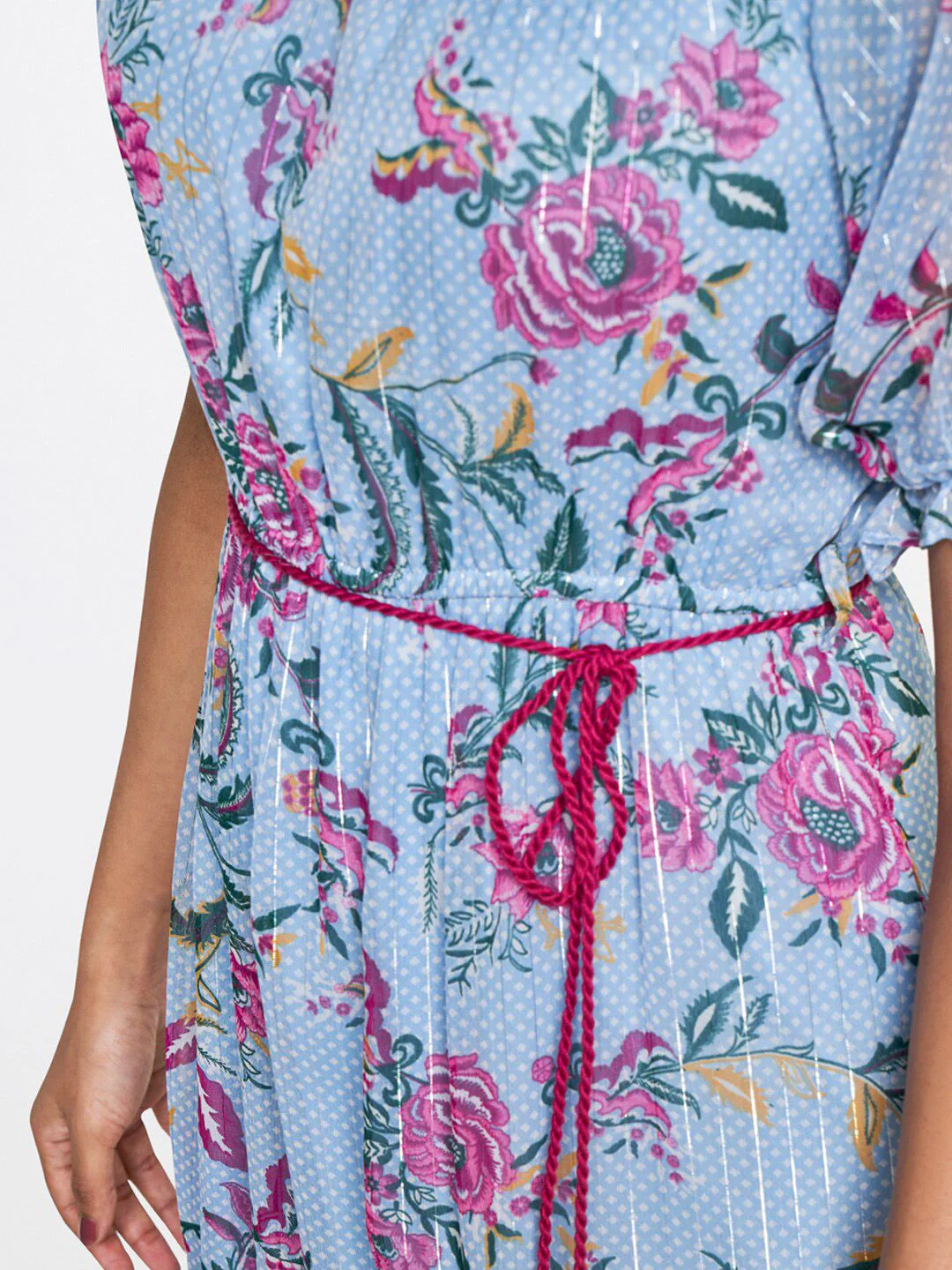 Global Desi Floral Printed Belted Maxi Dress - Image 2