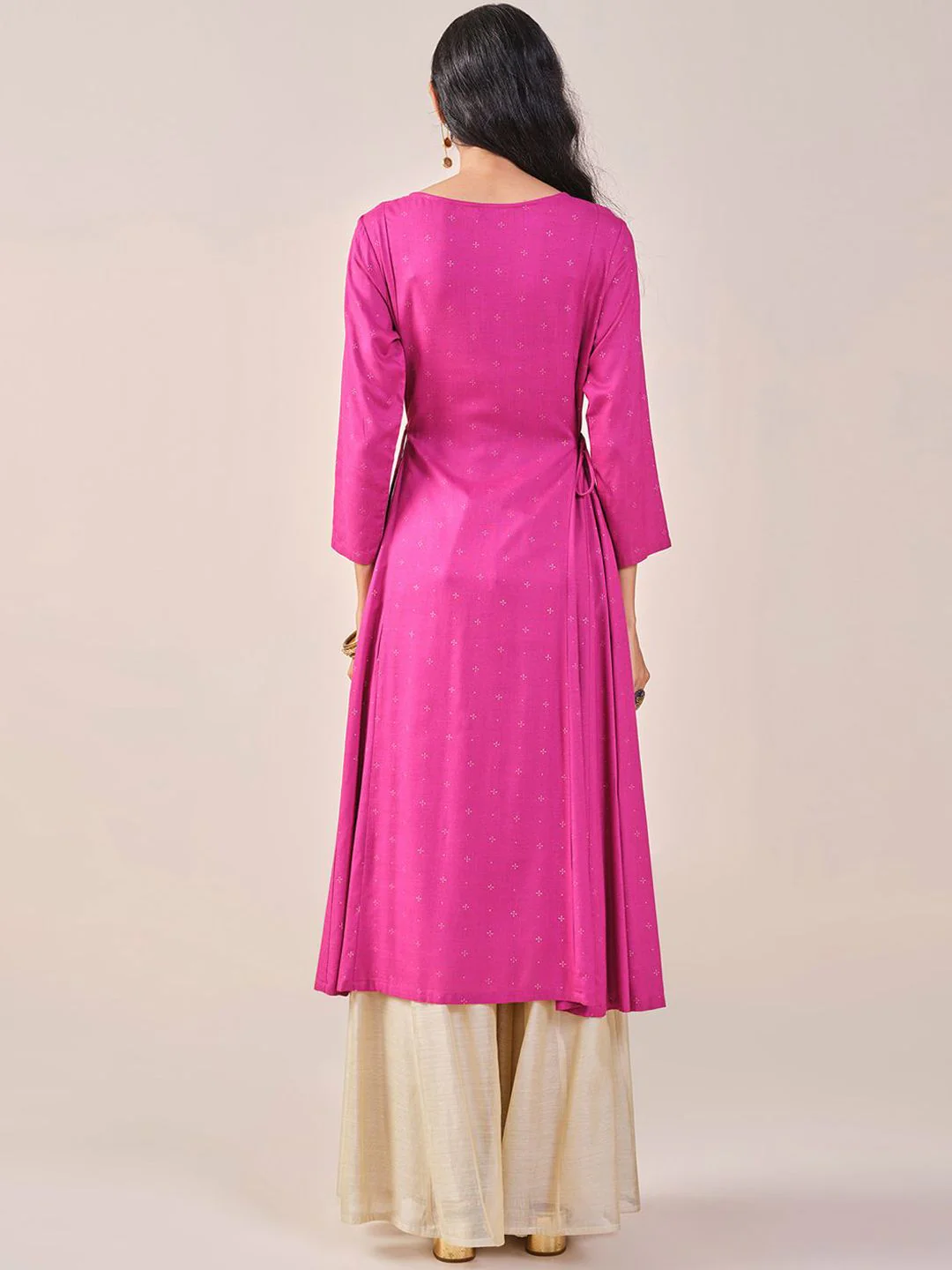Global Desi Floral Printed Round Neck A-Line Kurta - Image 5