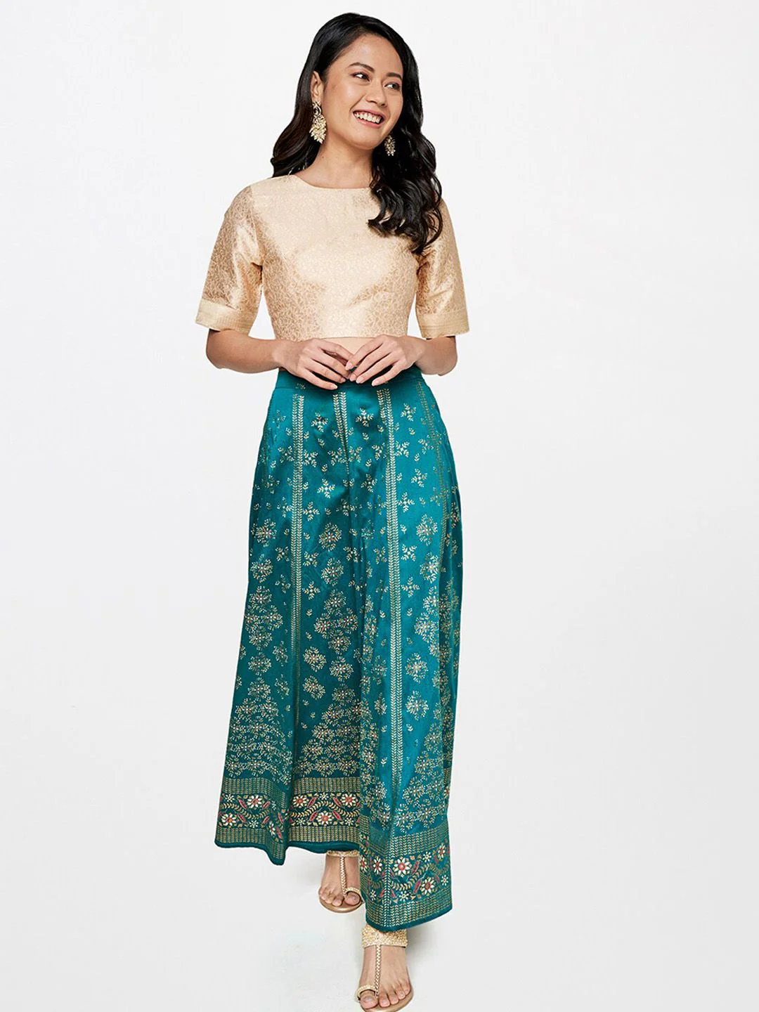 Global Desi Printed Maxi Flared Skirt - Image 5