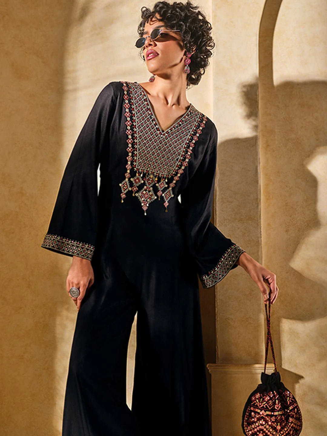 Global Desi Women Basic Jumpsuit with Embroidered - Image 6