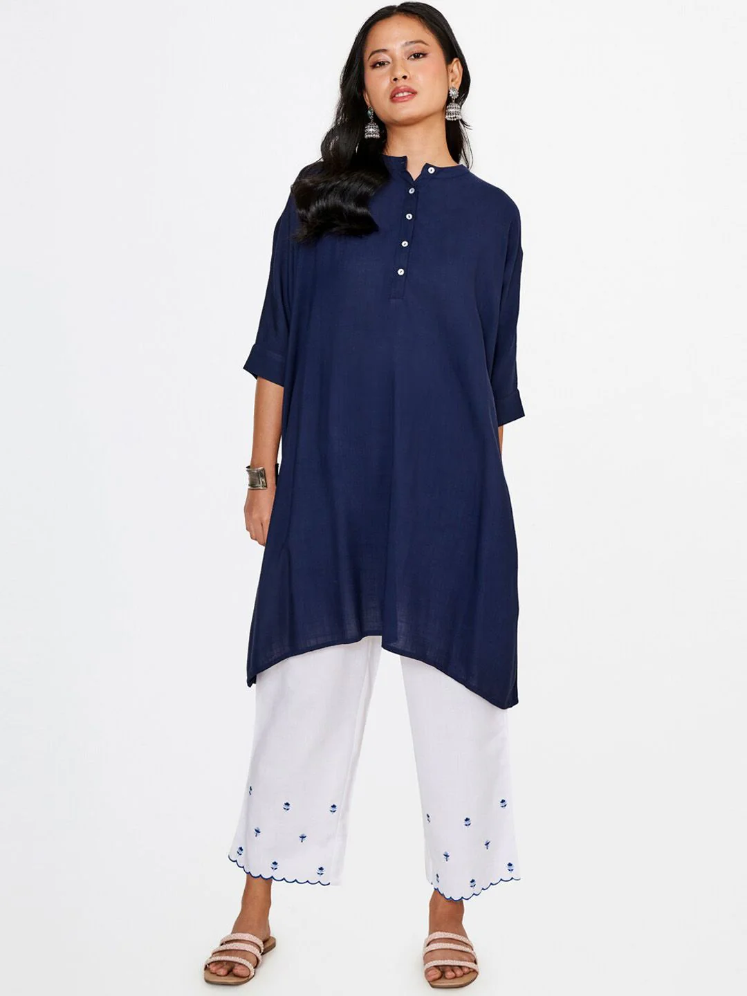 Global Desi Women Embroidered Straight Fit Trousers - Image 5
