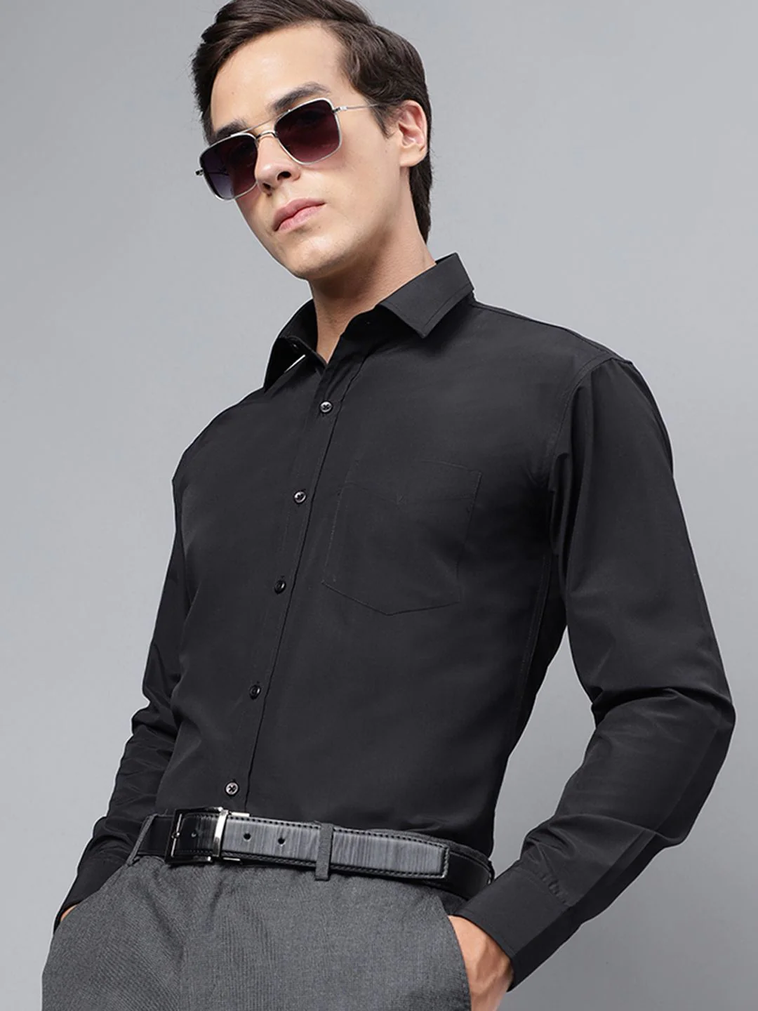 Hancock Men Black Slim Fit Formal Shirt - Image 3