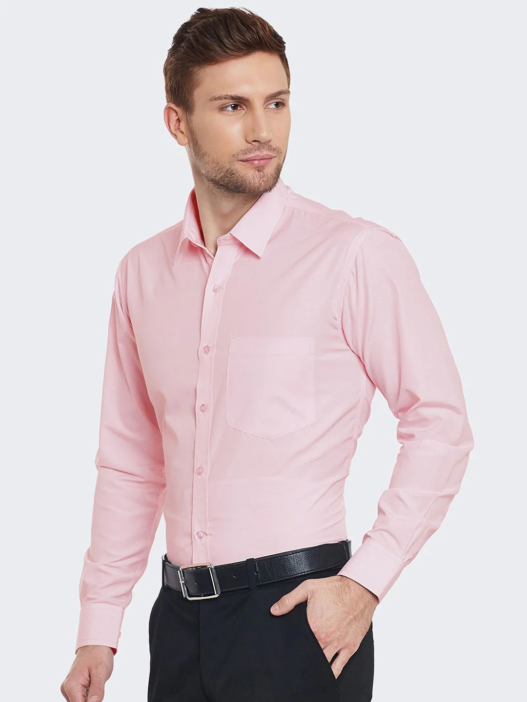 Hancock Men Slim Fit Solid Wrinkle Resistant Formal Shirt - Image 2
