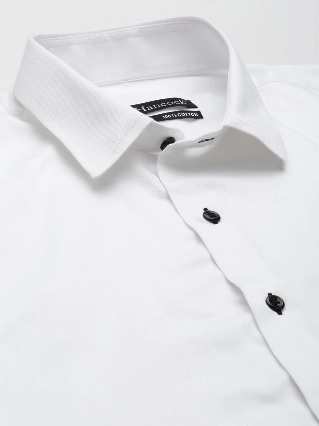 Hancock Men White Pure Cotton Slim Fit Tuxedo Shirts - Image 2