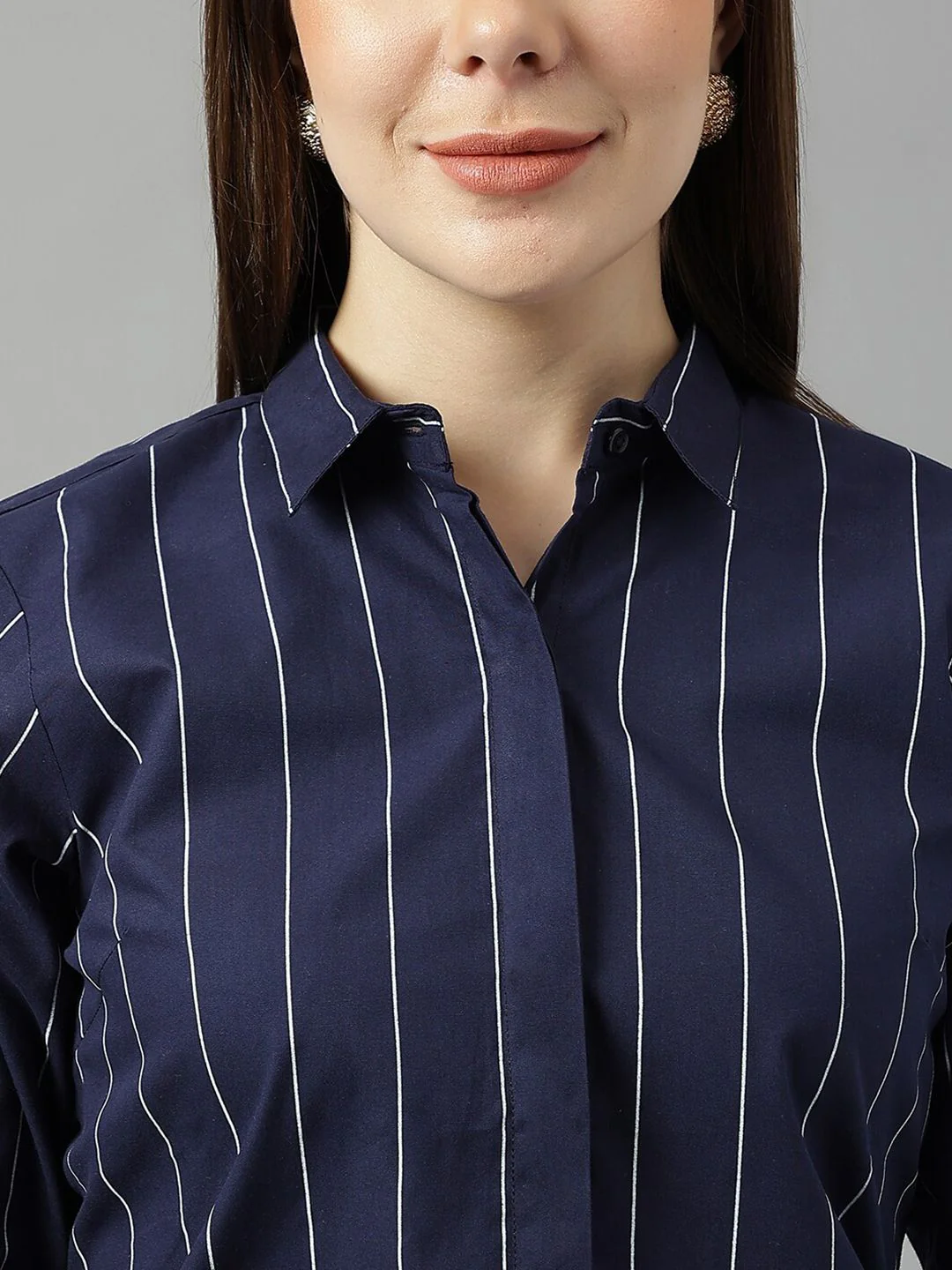 Hancock Sharp Slim Fit Vertical Striped Cotton Formal Shirt - Image 2