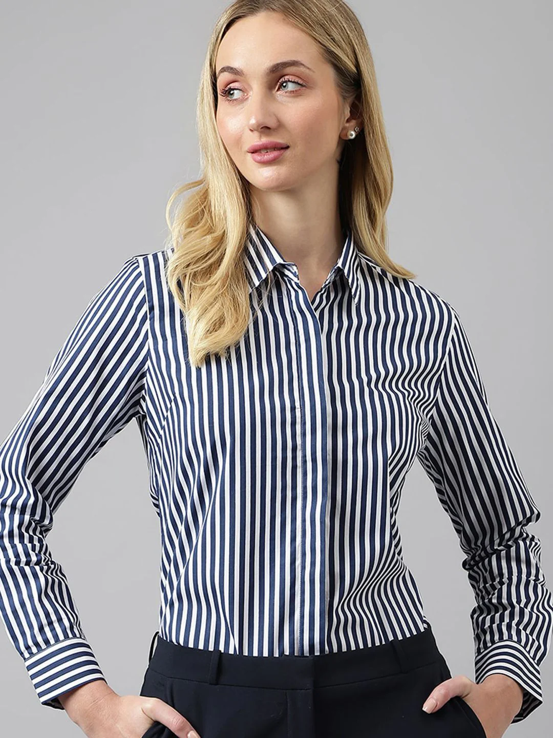 Hancock Striped Spread Collar Pure Cotton Formal Shirt - Image 6