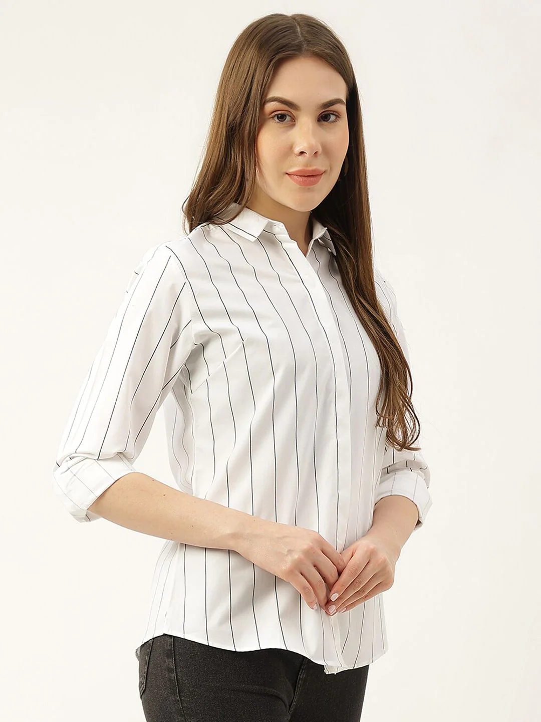 Hancock Vertical Striped Slim Fit Casual Pure Cotton Shirt - Image 3