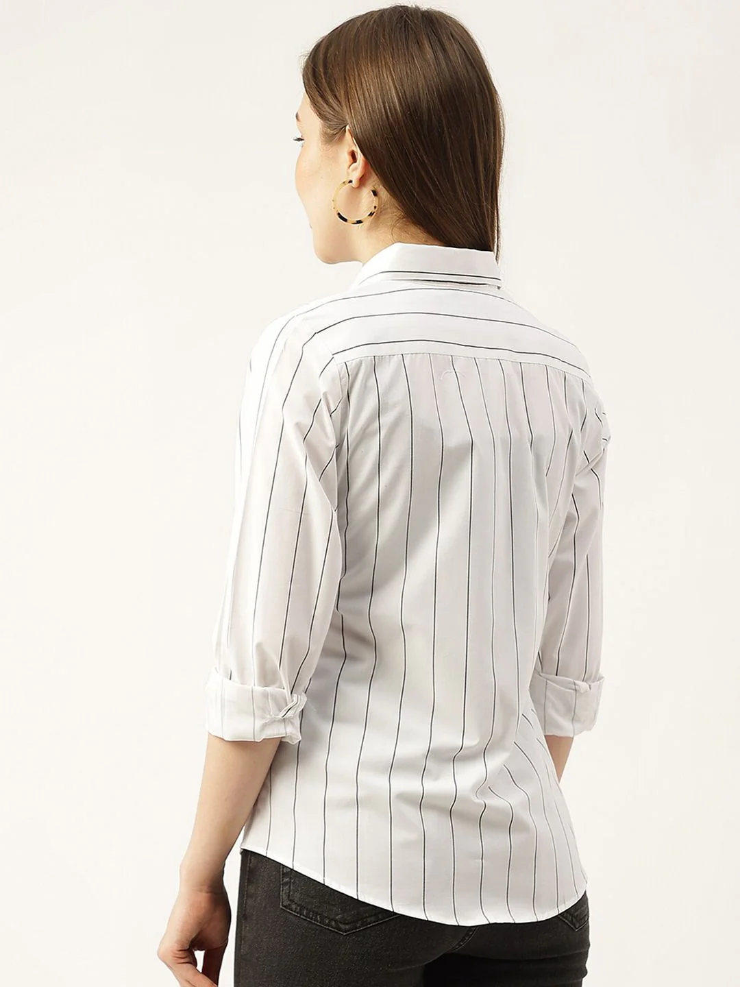 Hancock Vertical Striped Slim Fit Casual Pure Cotton Shirt - Image 4