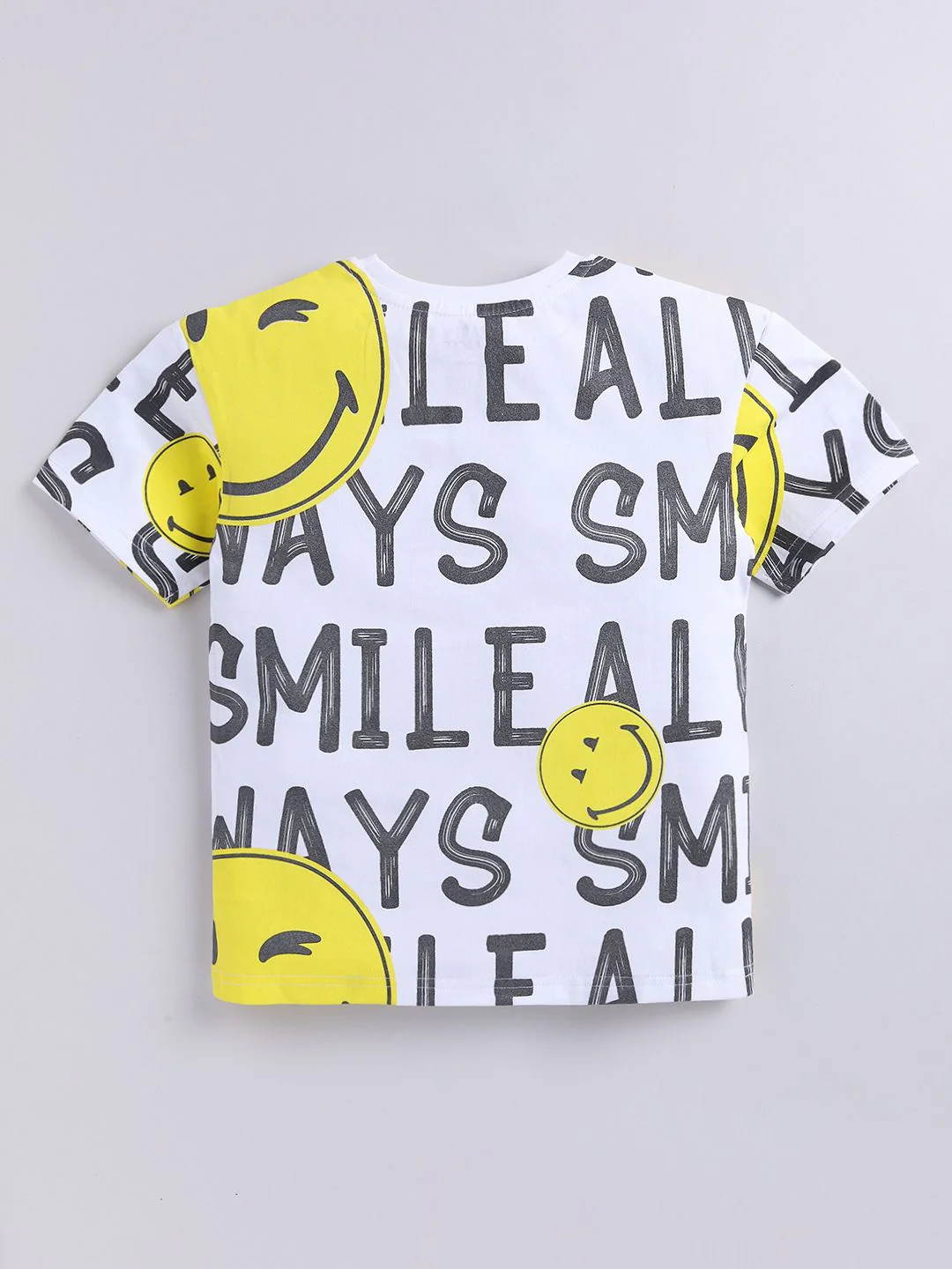 Happy Faces Boys Typography Printed Drop-Shoulder Sleeves Pure Cotton T-shirt - Image 3