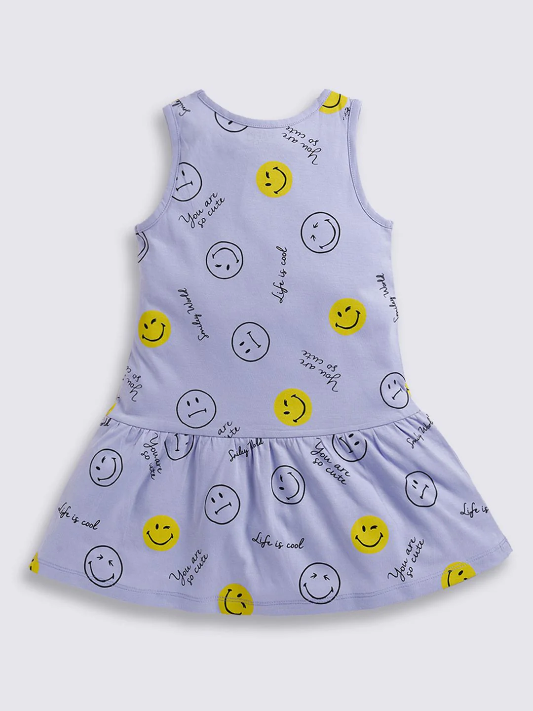 Happy Faces Pure Cotton Smiley Print A-Line Dress - Image 3