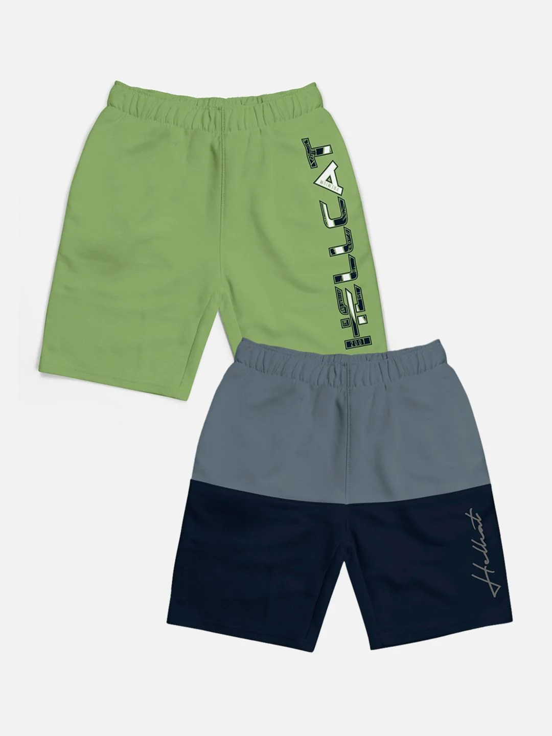 HELLCAT Boys Pack Of 2 Typography Printed Cotton Shorts