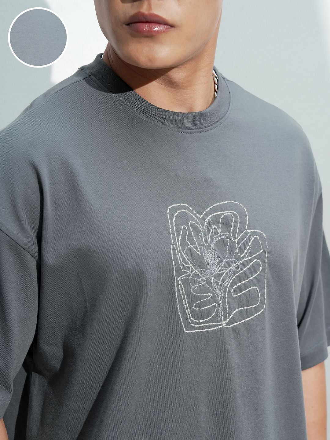 HIGHLANDER Embroidered Drop-Shoulder Sleeves Cotton T-shirt - Image 2