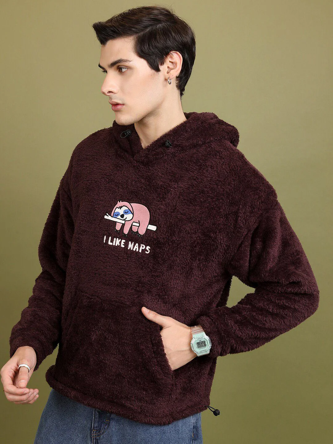 HIGHLANDER Graphic Printed Over Sized Drop Shoulder Hooded Neck Pullover Sweatshirt - Image 5