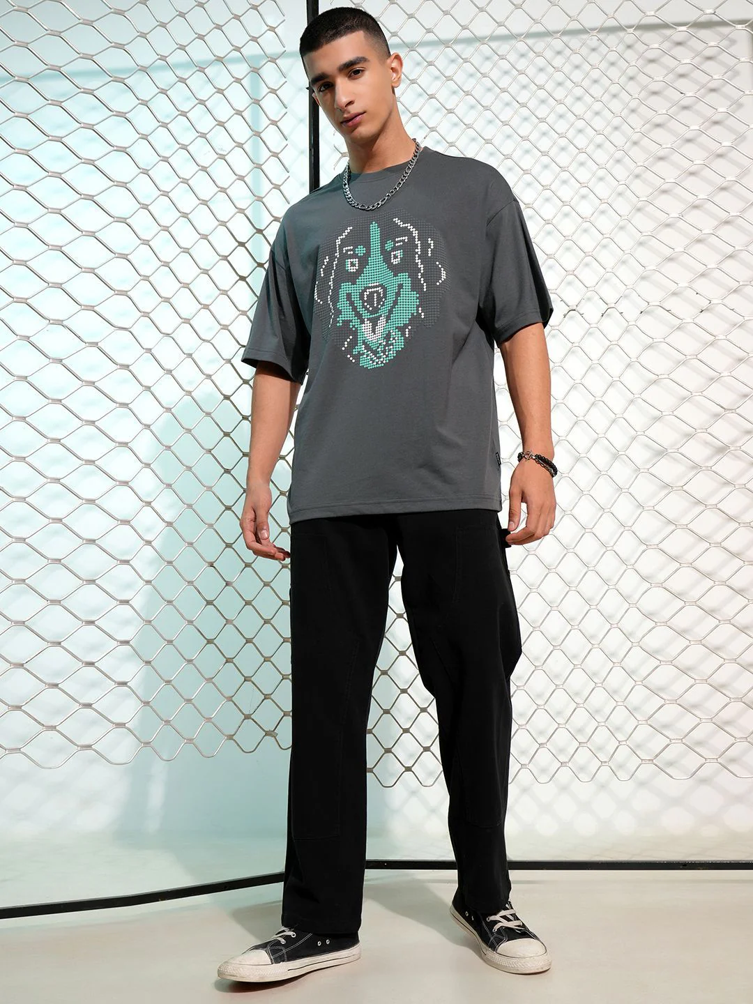 HIGHLANDER Graphic Printed Round Neck Drop-Shoulder Sleeves Oversized T-Shirt - Image 6