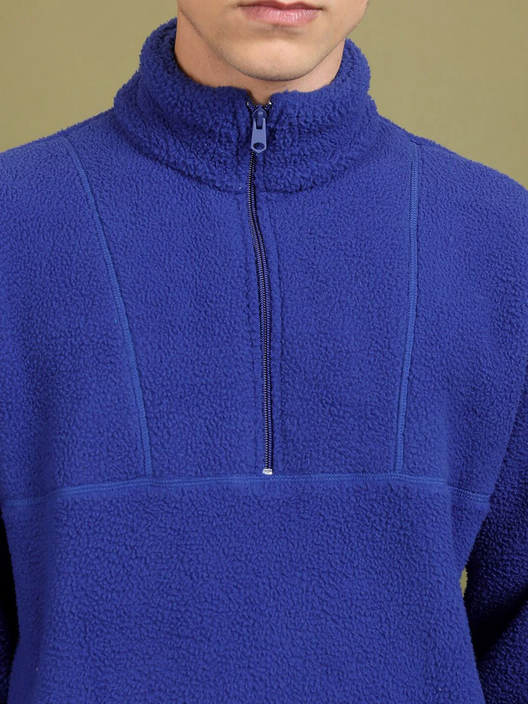 HIGHLANDER High Neck Drop Shoulder Sleeves  Half Zipper Oversized Sweatshirt - Image 2