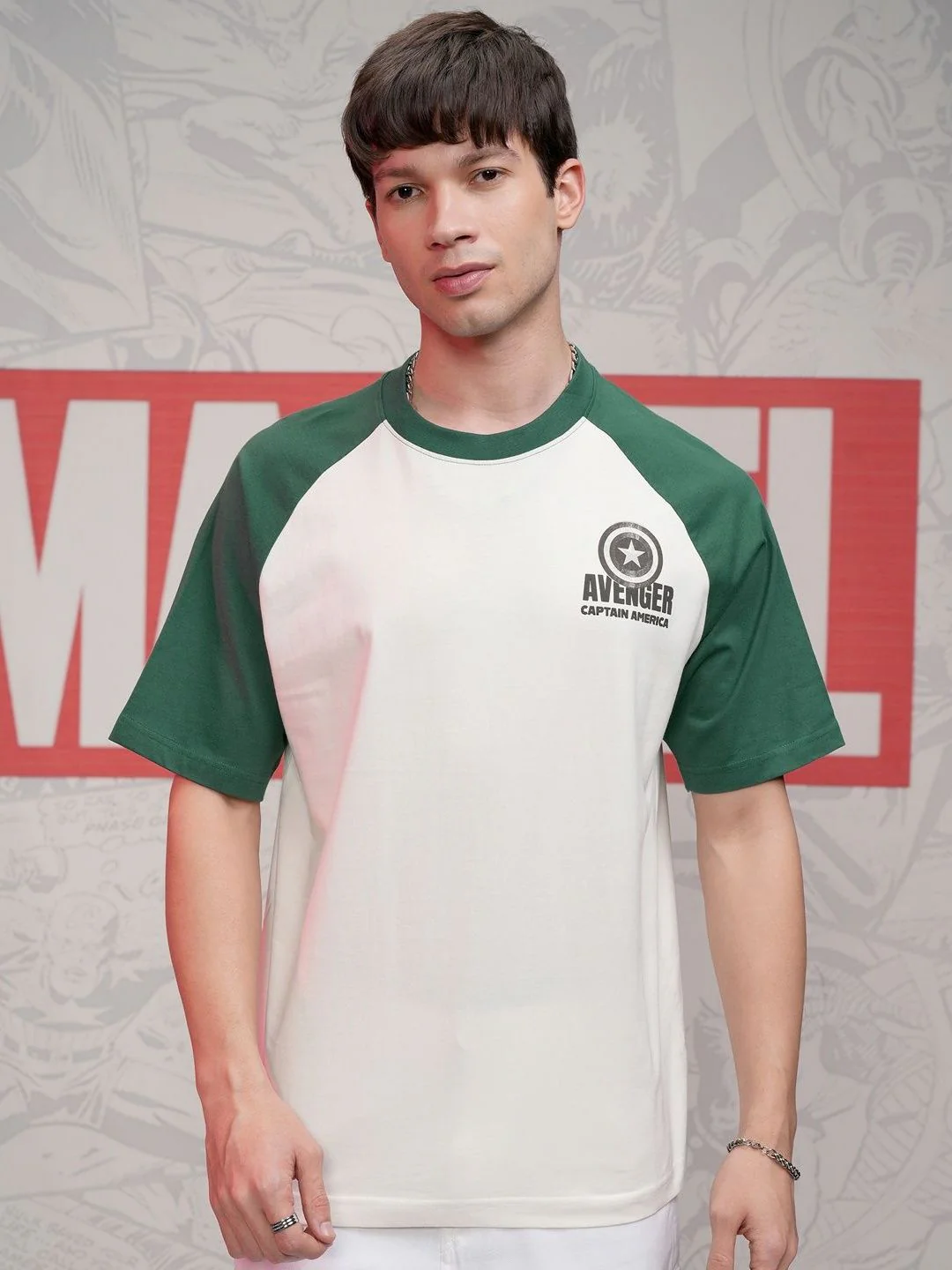 HIGHLANDER Marvel Men Captain America Round Neck Dropshoulder Oversized T-shirt - Image 4
