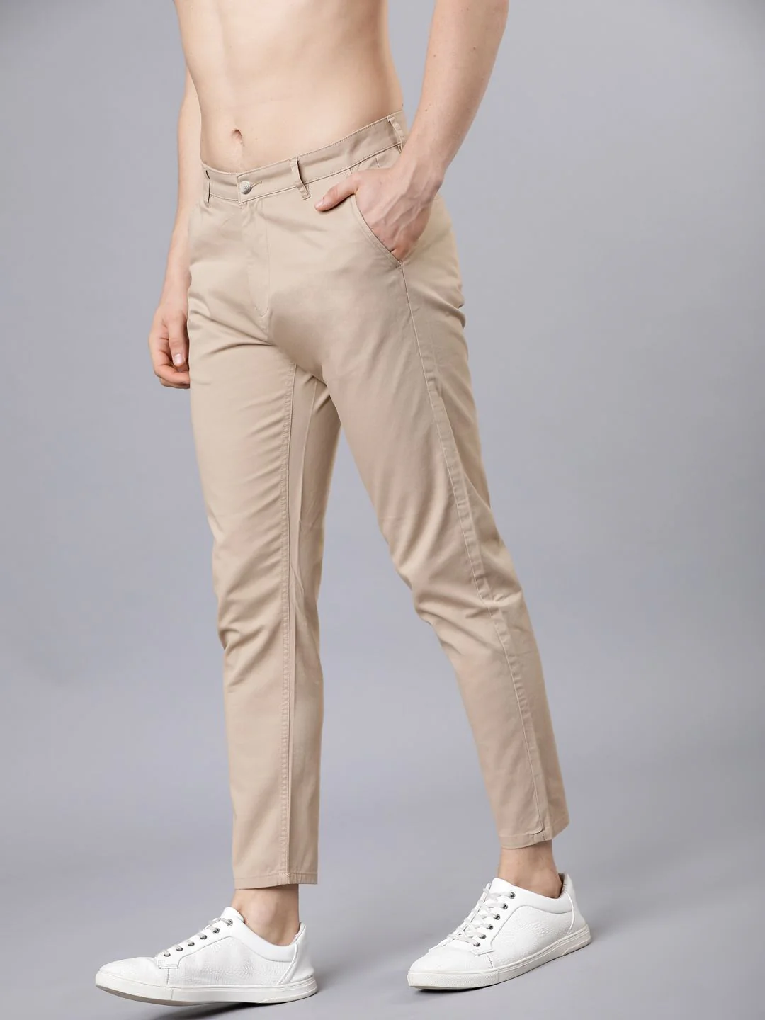 HIGHLANDER Men Beige Tapered Fit Chinos - Image 2