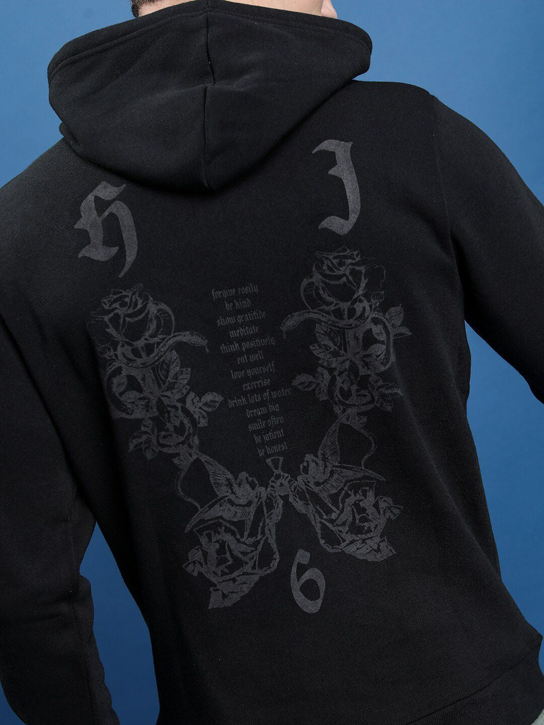 HIGHLANDER Men Black Printed Cotton Pullover Sweatshirt - Image 2