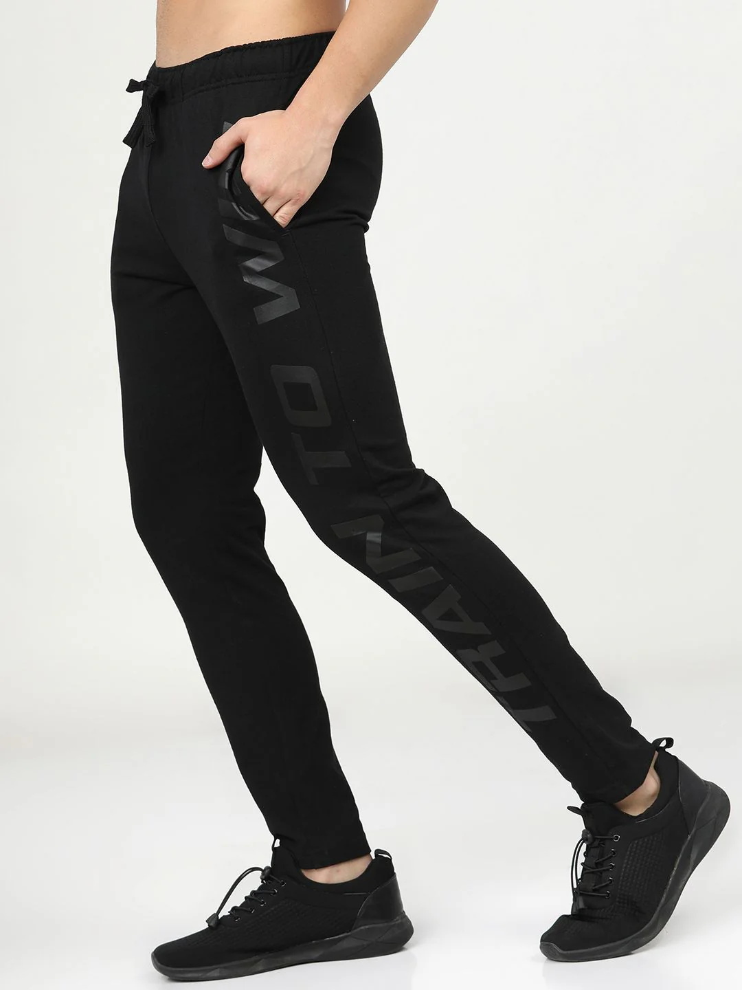 HIGHLANDER Men Black Solid Slim-Fit Track Pants - Image 2