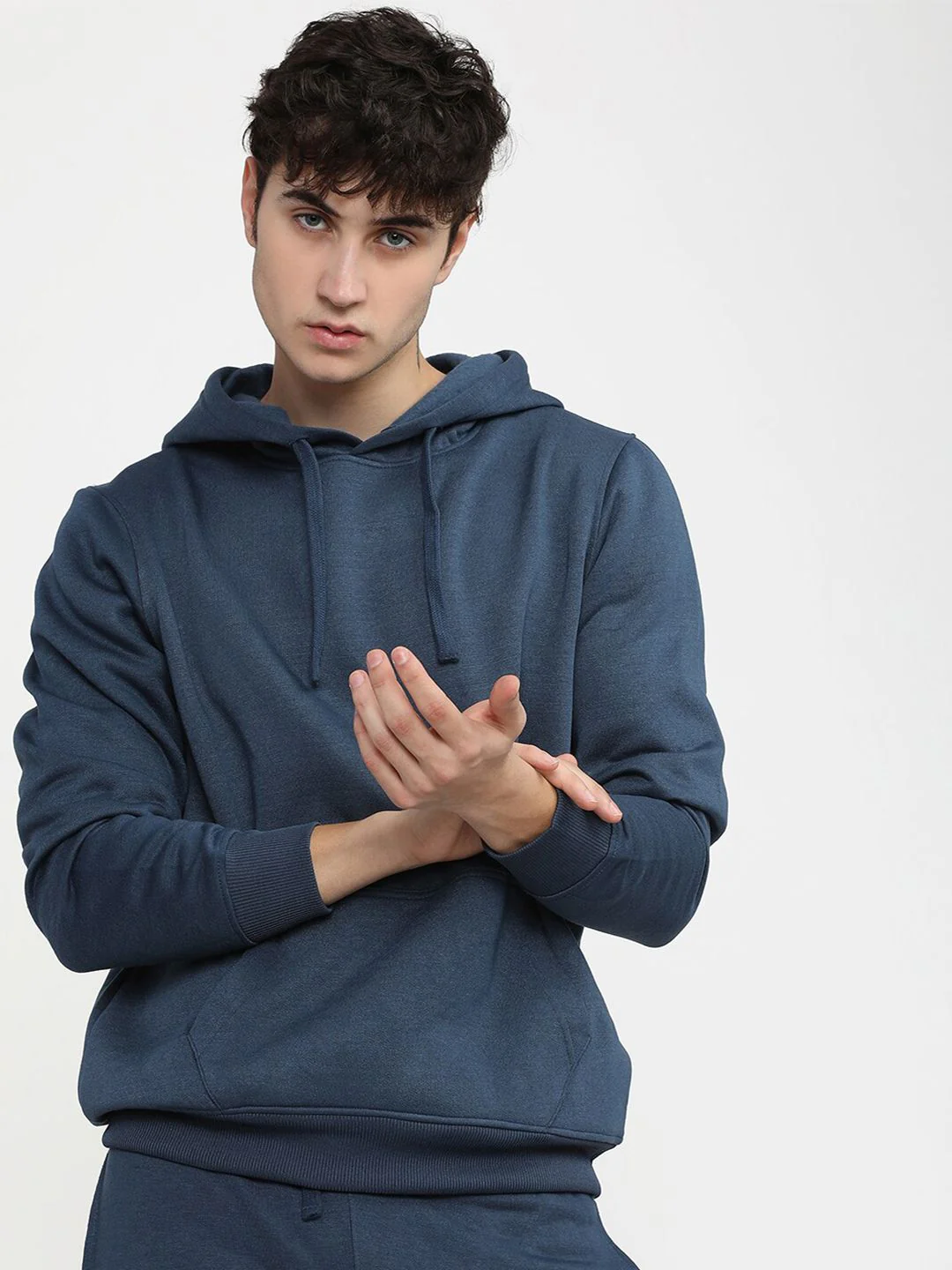 HIGHLANDER Men Blue Hooded Sweatshirt