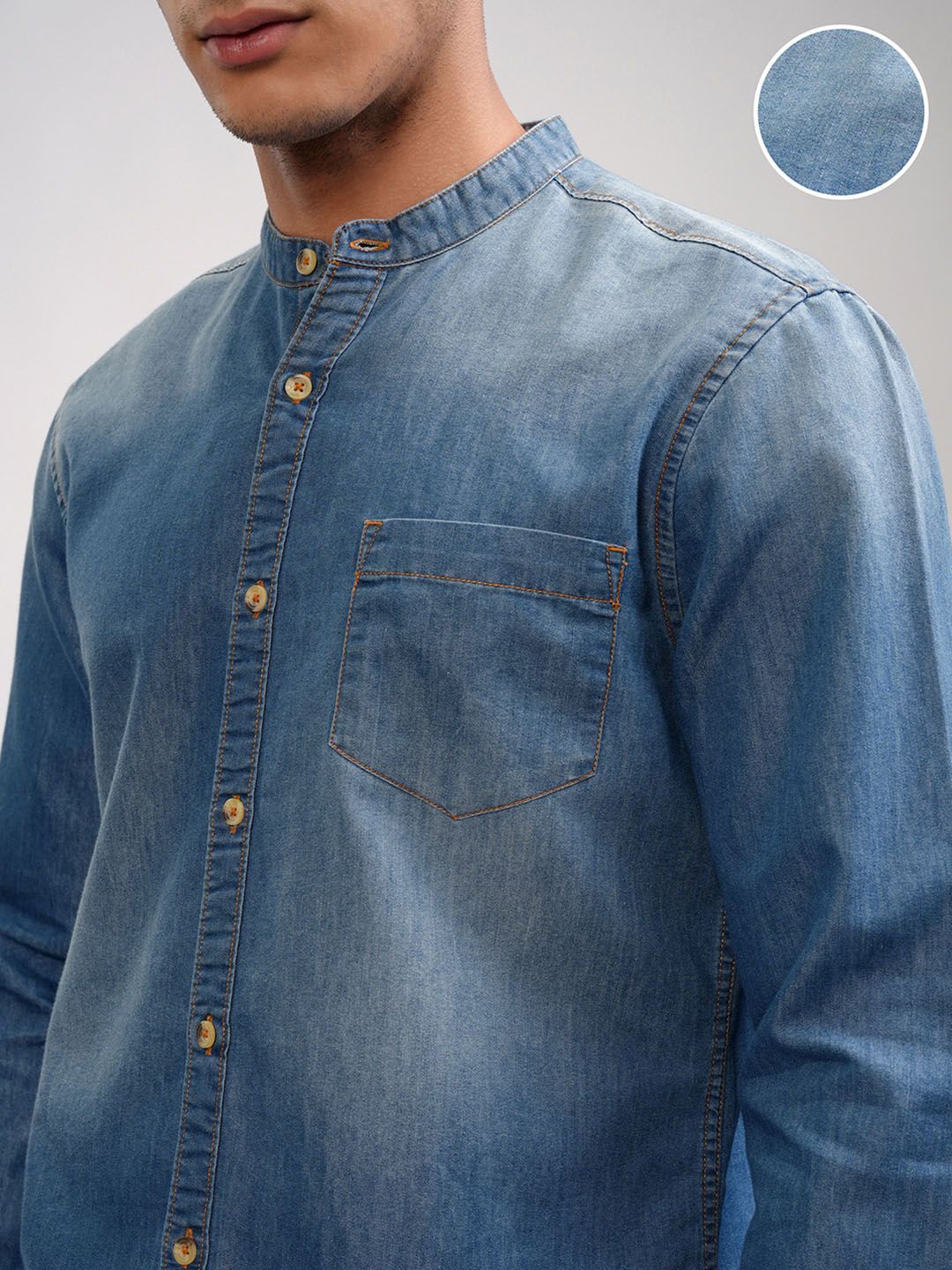 HIGHLANDER Men Blue Slim Fit Casual Shirt - Image 3