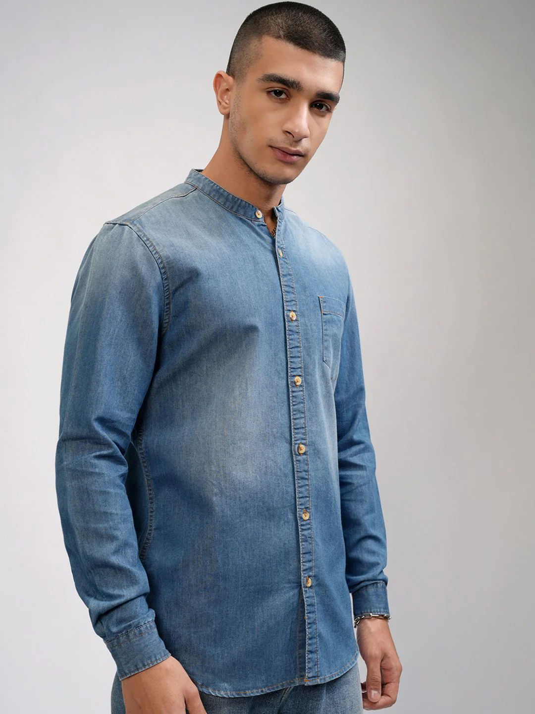 HIGHLANDER Men Blue Slim Fit Casual Shirt - Image 5