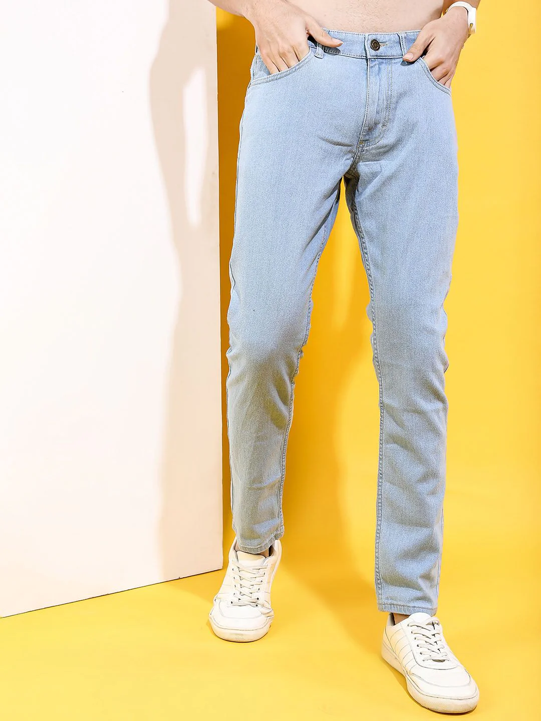 HIGHLANDER Men Blue Slim Fit Mid-Rise Clean Look Stretchable Jeans - Image 4