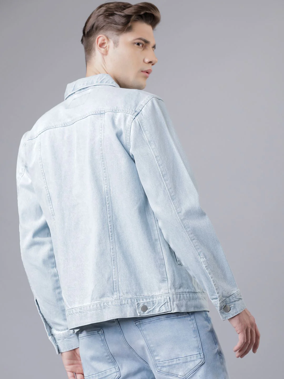 HIGHLANDER Men Blue Solid Denim Jacket - Image 5