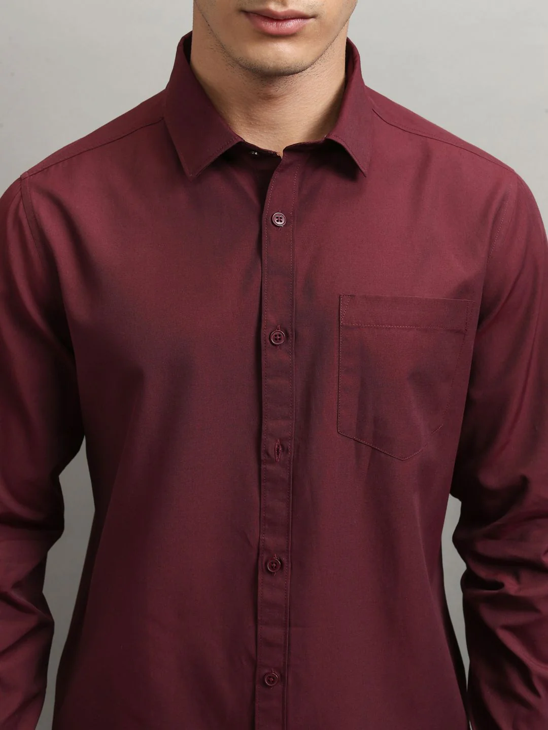 Highlander Men Burgundy Solid Formal Slim Fit shirt - Image 2