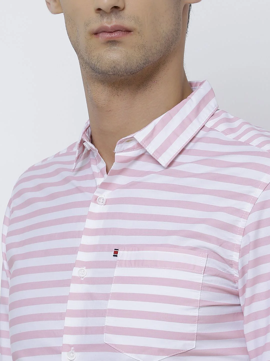 HIGHLANDER Men Coral Slim Fit Striped Shirt - Image 2
