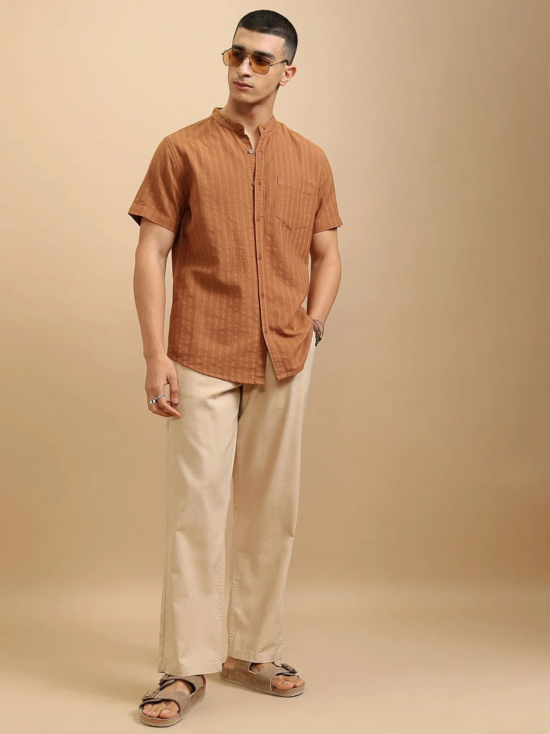 Highlander Men Dobby Textured Solid Casual Regular Fit Shirt - Image 2