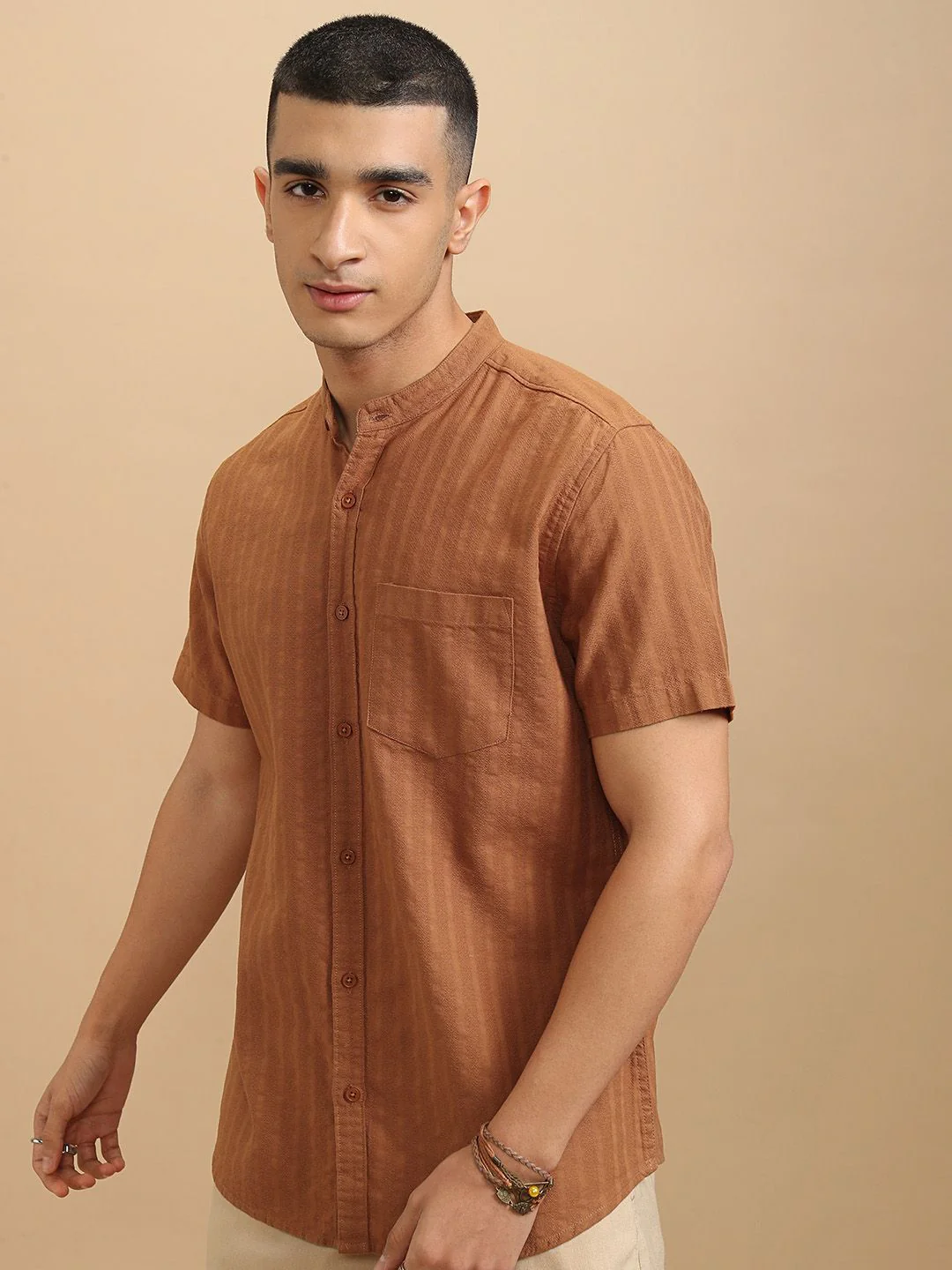 Highlander Men Dobby Textured Solid Casual Regular Fit Shirt - Image 4