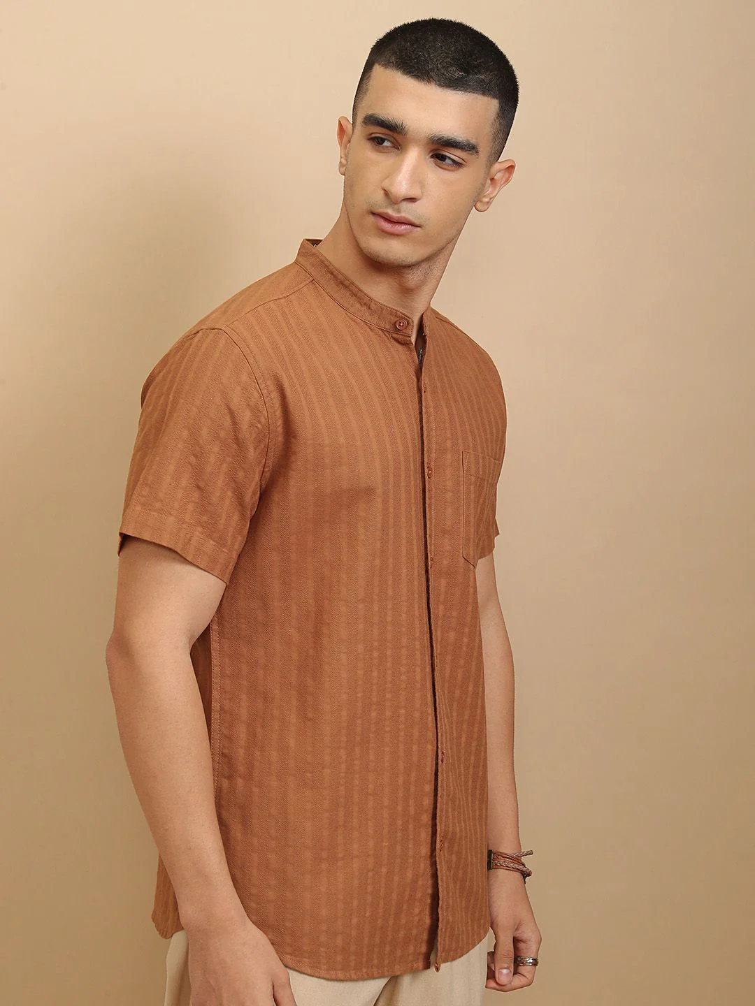 Highlander Men Dobby Textured Solid Casual Regular Fit Shirt - Image 5