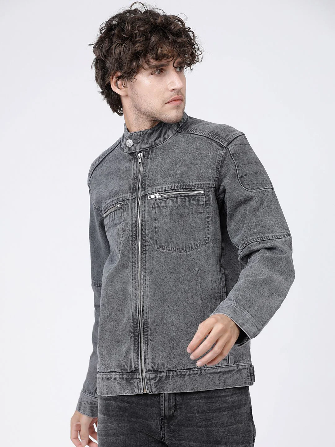HIGHLANDER Men Grey Solid Jacket - Image 2