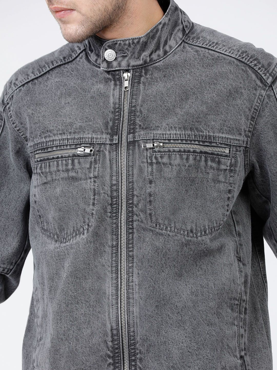 HIGHLANDER Men Grey Solid Jacket - Image 3