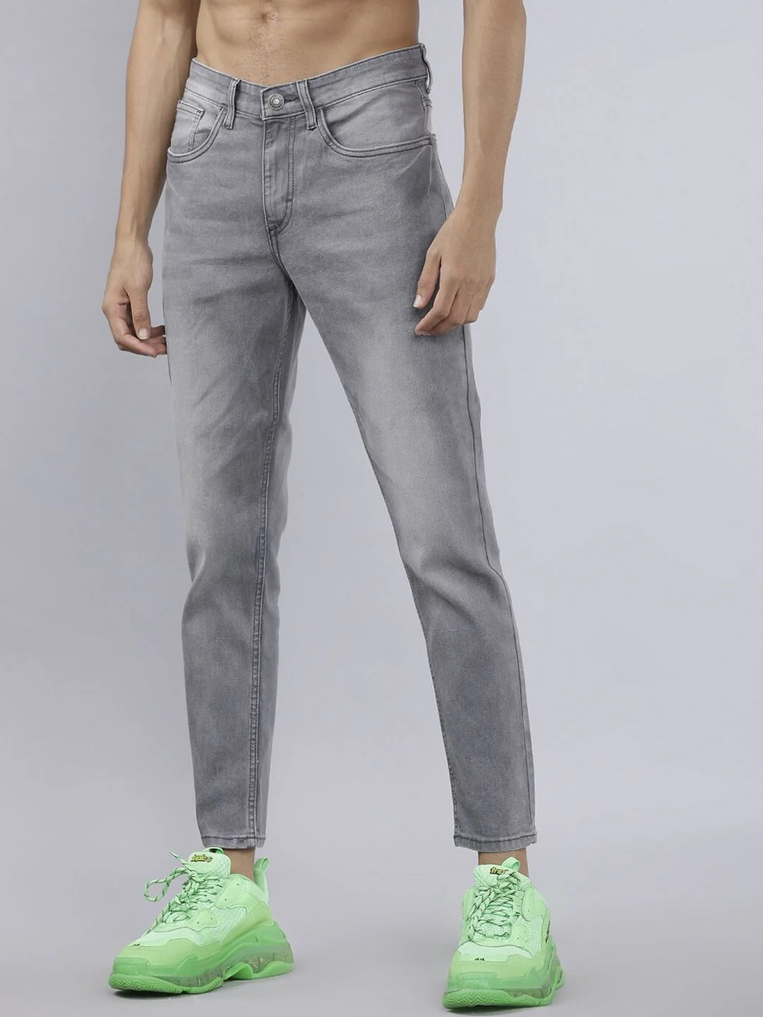 HIGHLANDER Men Grey Tapered Fit Mid-Rise Clean Look Stretchable Jeans - Image 3